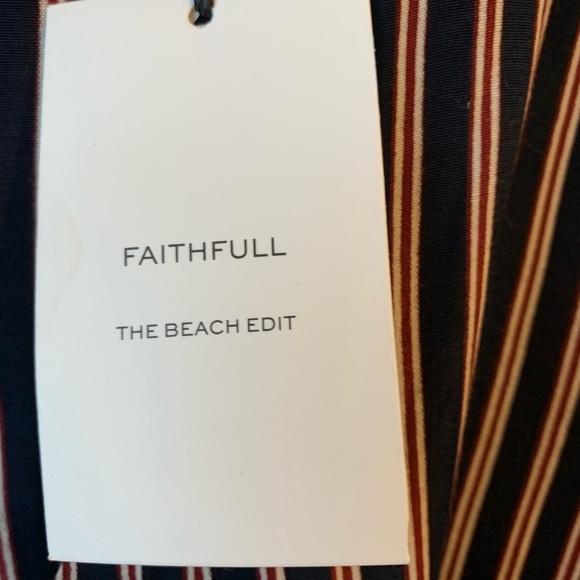 NWT FAITHFULL THE BRAND San Marino Striped Print Tilos Jumpsuit Blue Red Size 2 - Picture 7 of 9